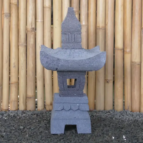 Product image 2 of the product “Japanese style Garden Lantern, made from Andesit Stone. Multipart. 60 cm Height, Roof is 30 cm width. ”